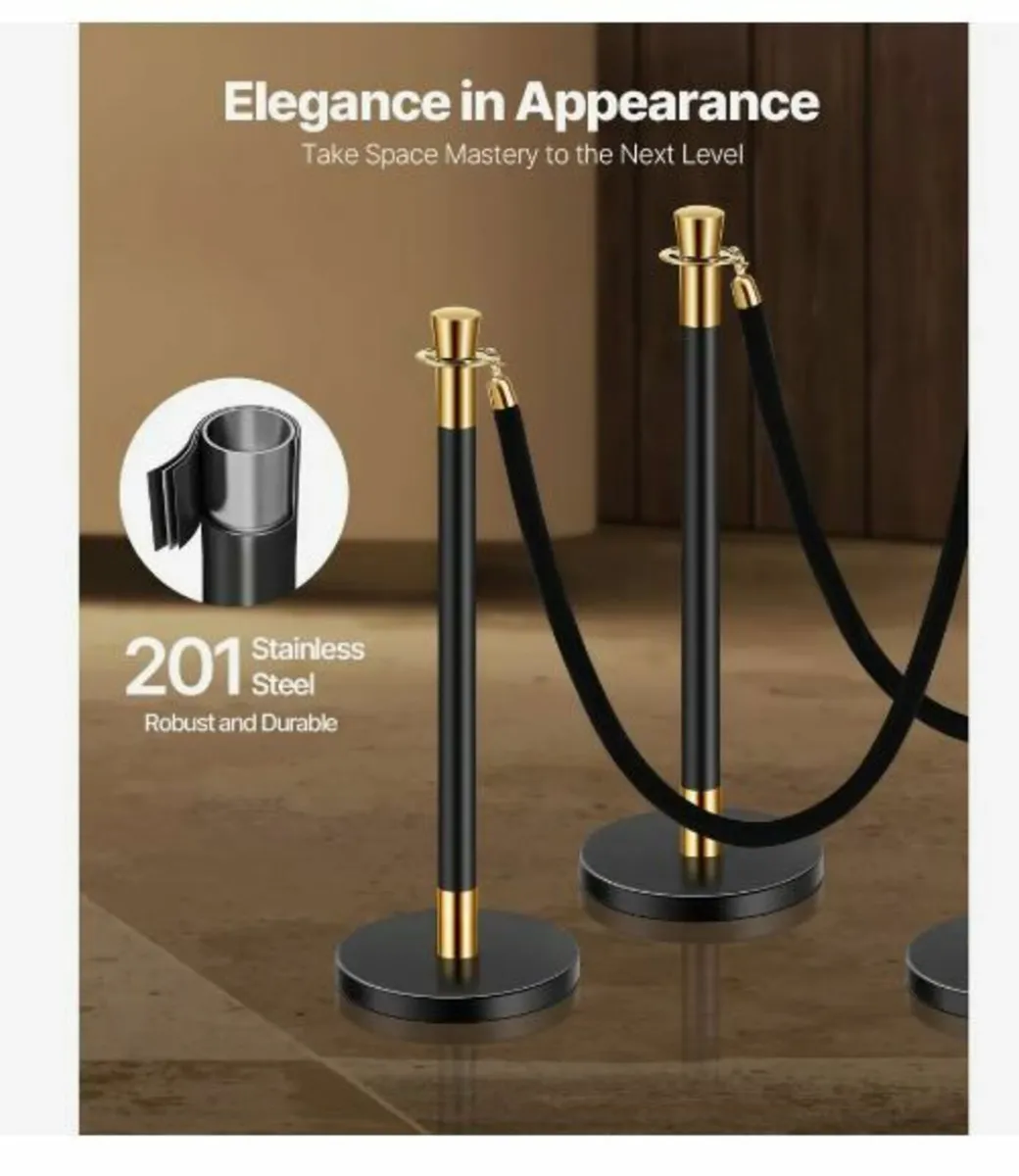 6 Pcs Stanchion Post with 4 Black - Image 2
