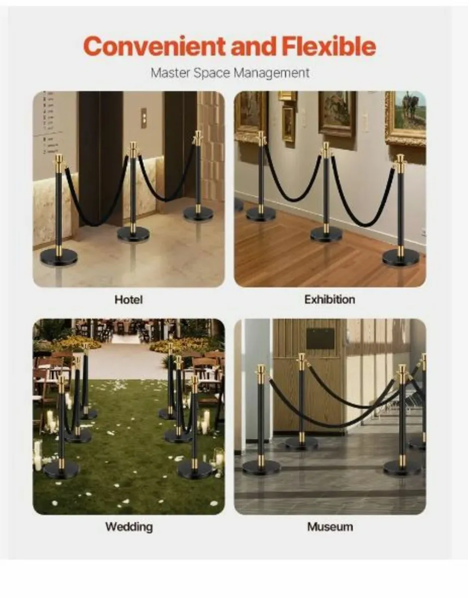 6 Pcs Stanchion Post with 4 Black - Image 4