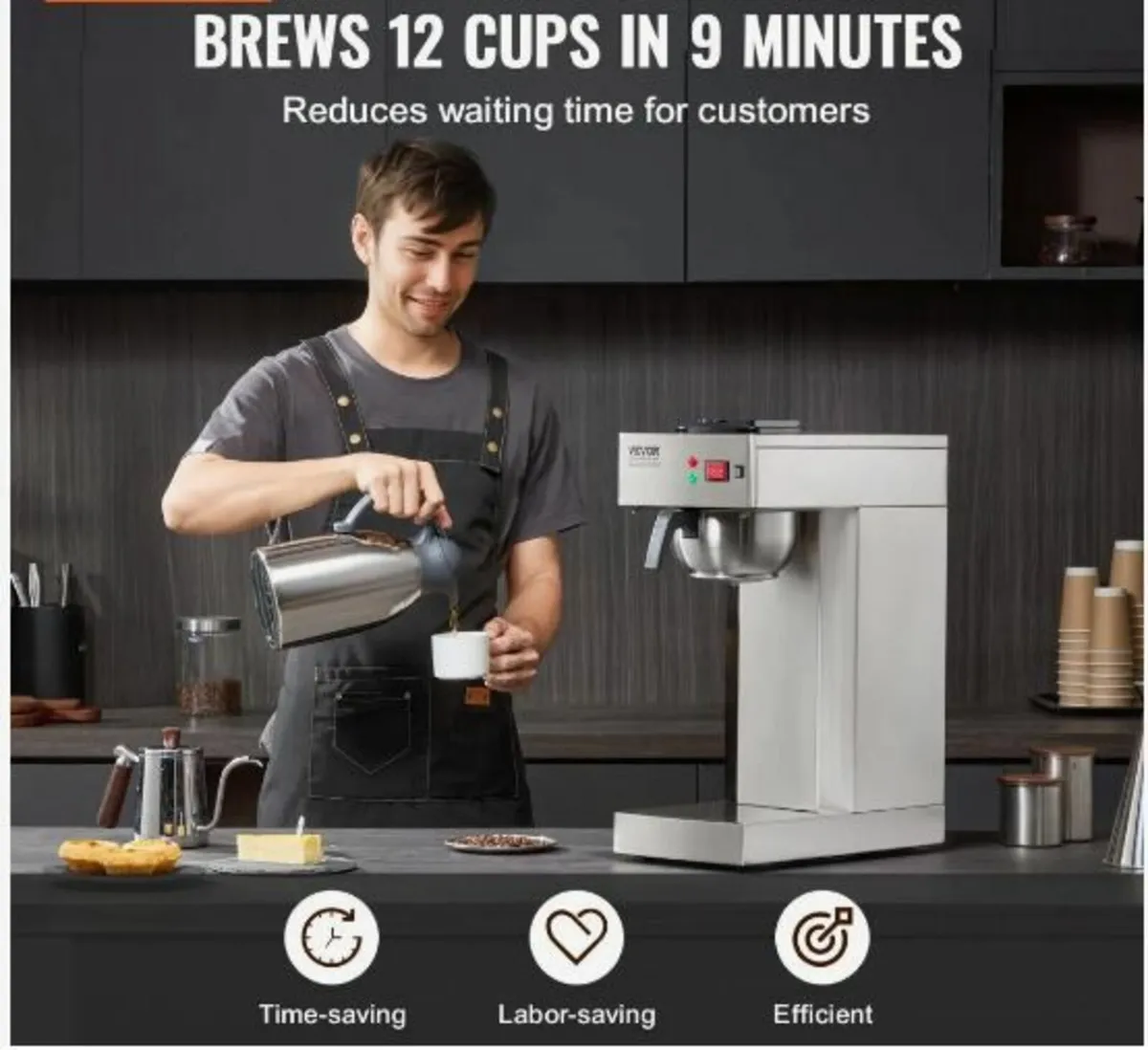 12 Cups Commercial Drip Coffee Maker - Image 3