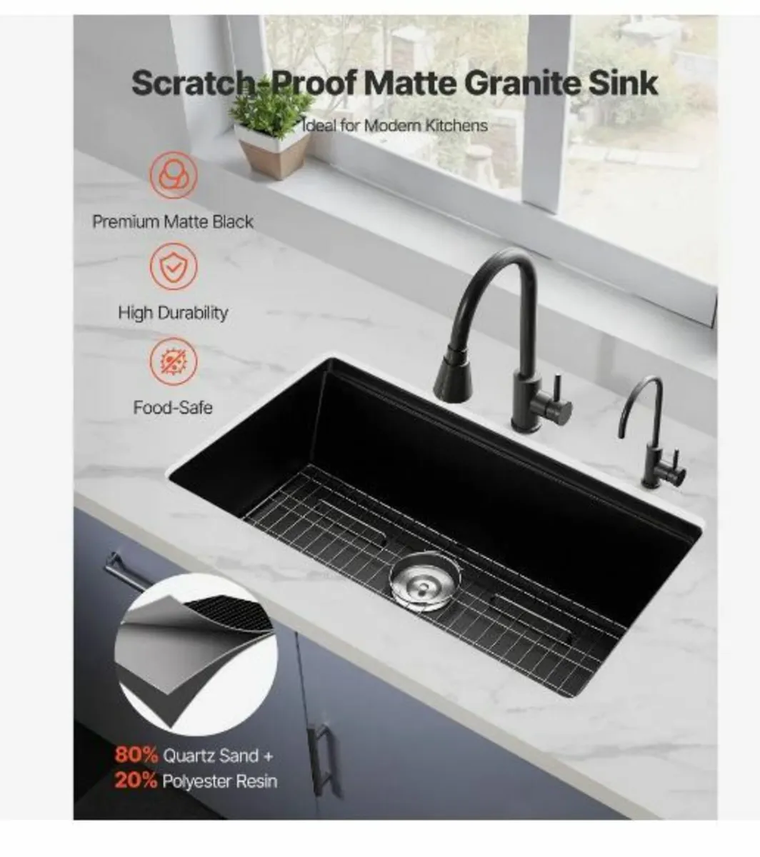 84 cm Granite Kitchen Sink - Image 3