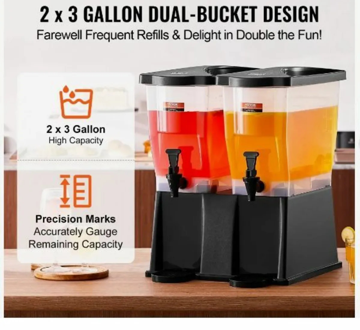Beverage Dispenser, 3 Gallon x 2 Drink - Image 3