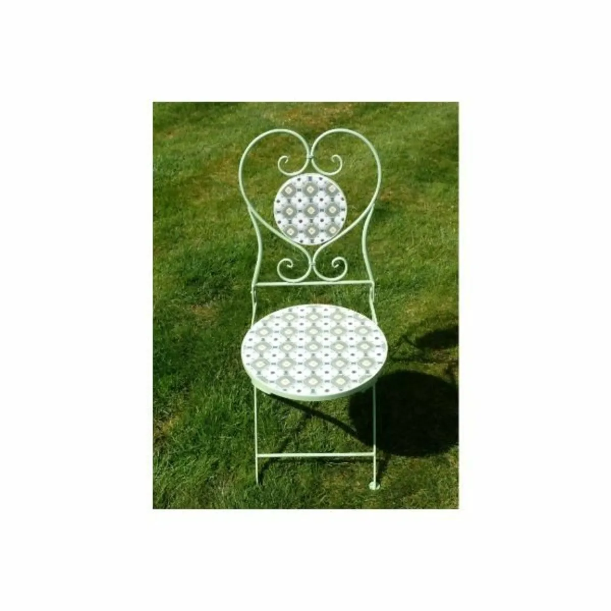 Two Seater Table & Chairs Mosaic Green D11181 - Image 3
