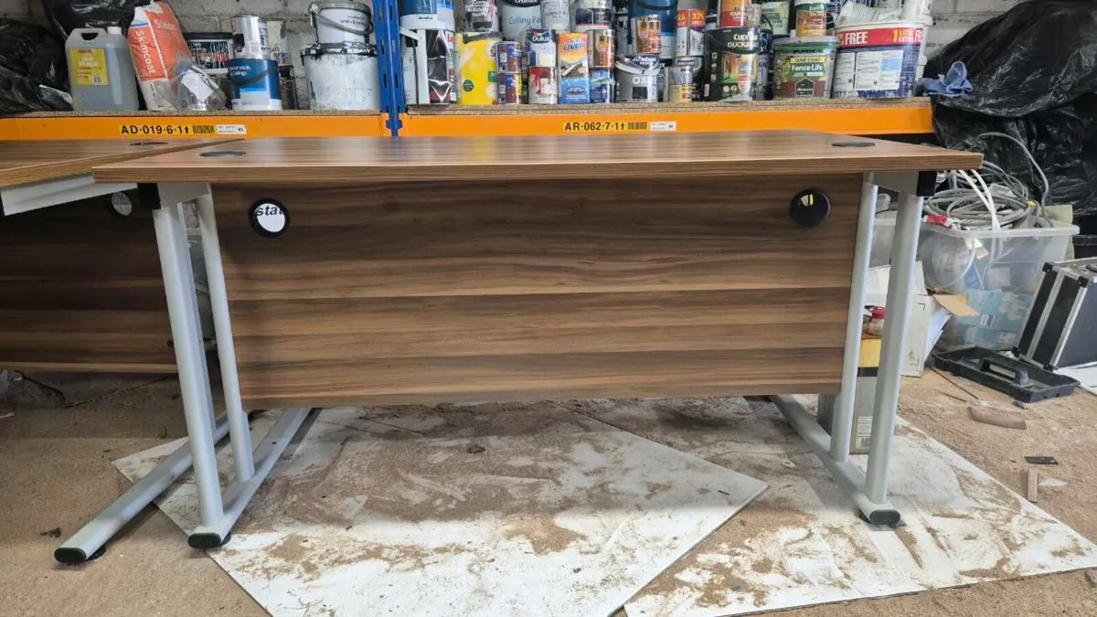2 x Walnut & Grey Office Desks - Image 2