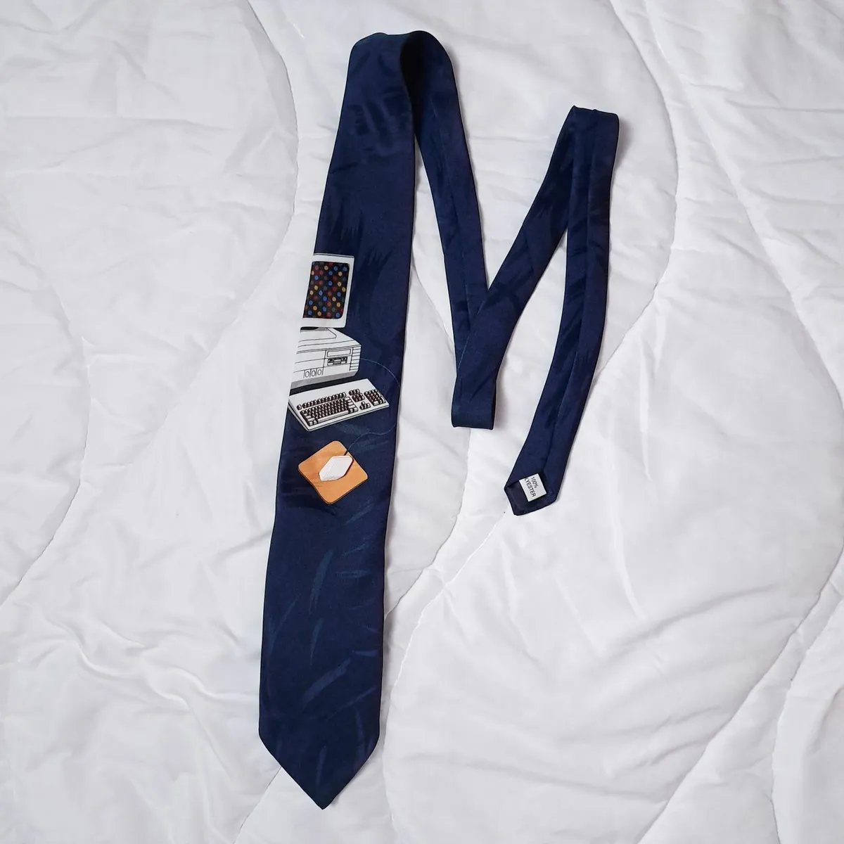 Vicky Davis Navy Blue Computer Mouse Novelty Tie - Image 1