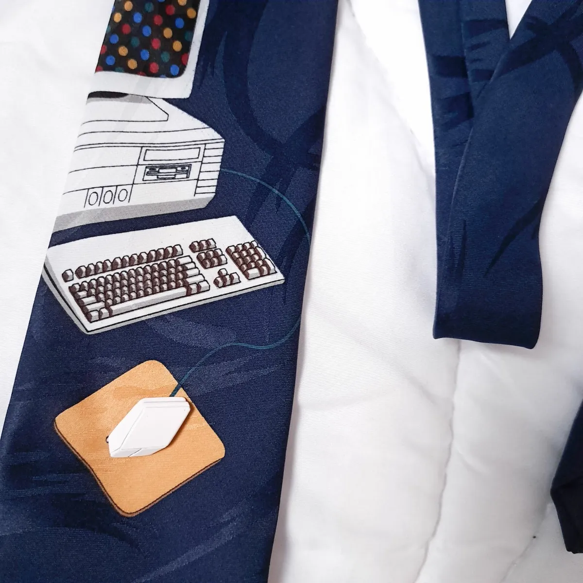 Vicky Davis Navy Blue Computer Mouse Novelty Tie - Image 3