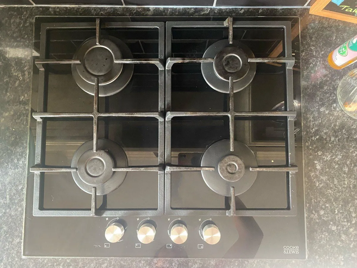 GAS GLASS HOB BLACK 59CM - Image 1