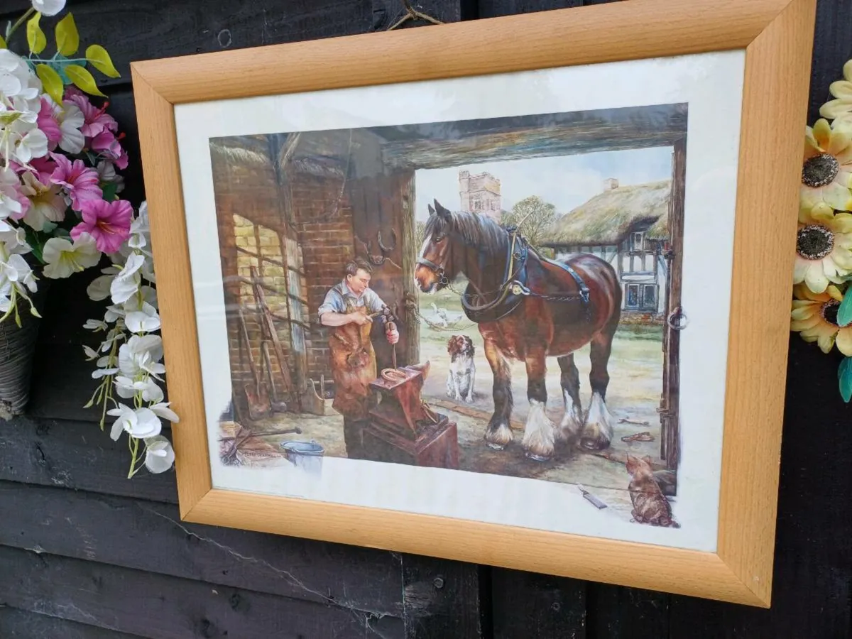 Vintage Horse & Blacksmith Picture - Image 3