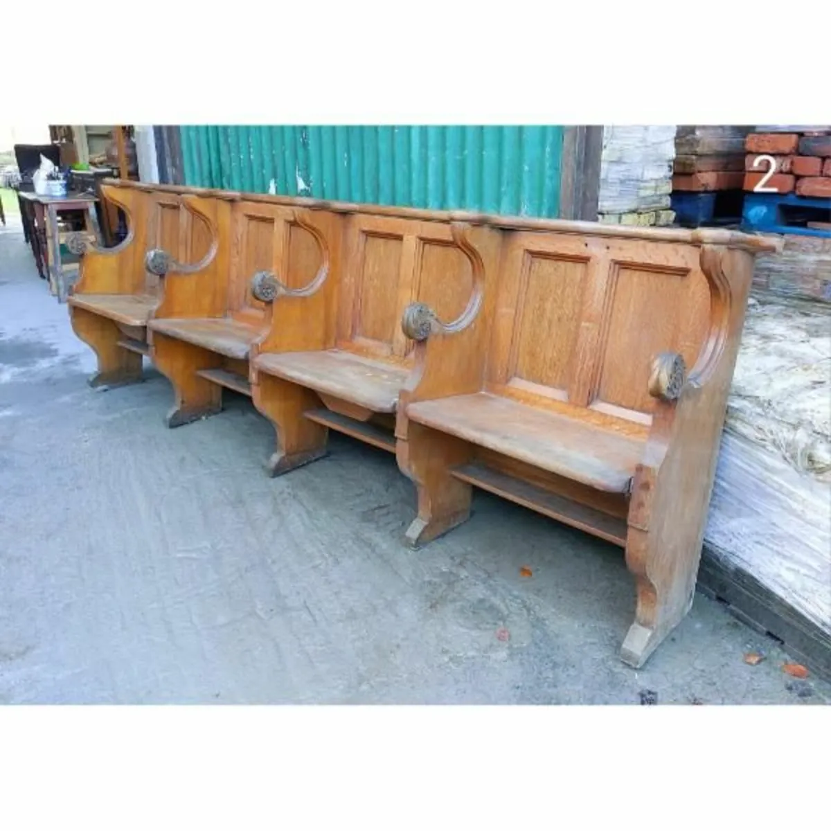Four Seater Oak Pew – Folding Seats – 2 – KAS358 - Image 1
