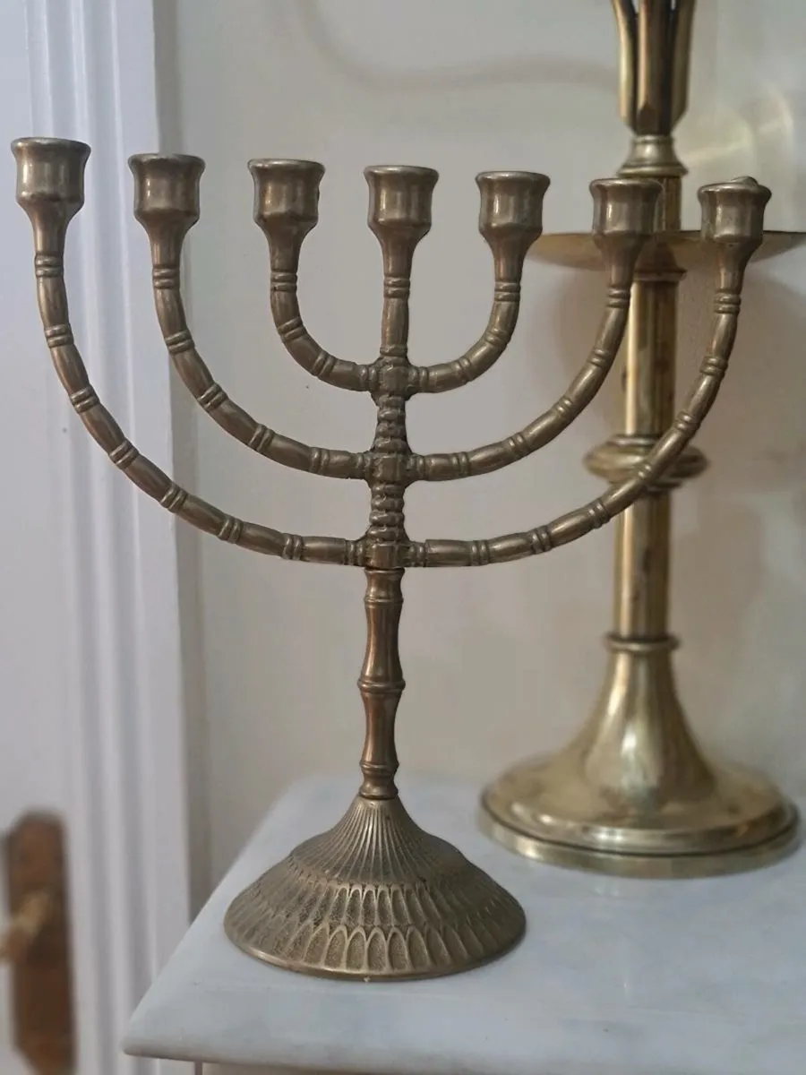 Antique brass candleabra - Image 1