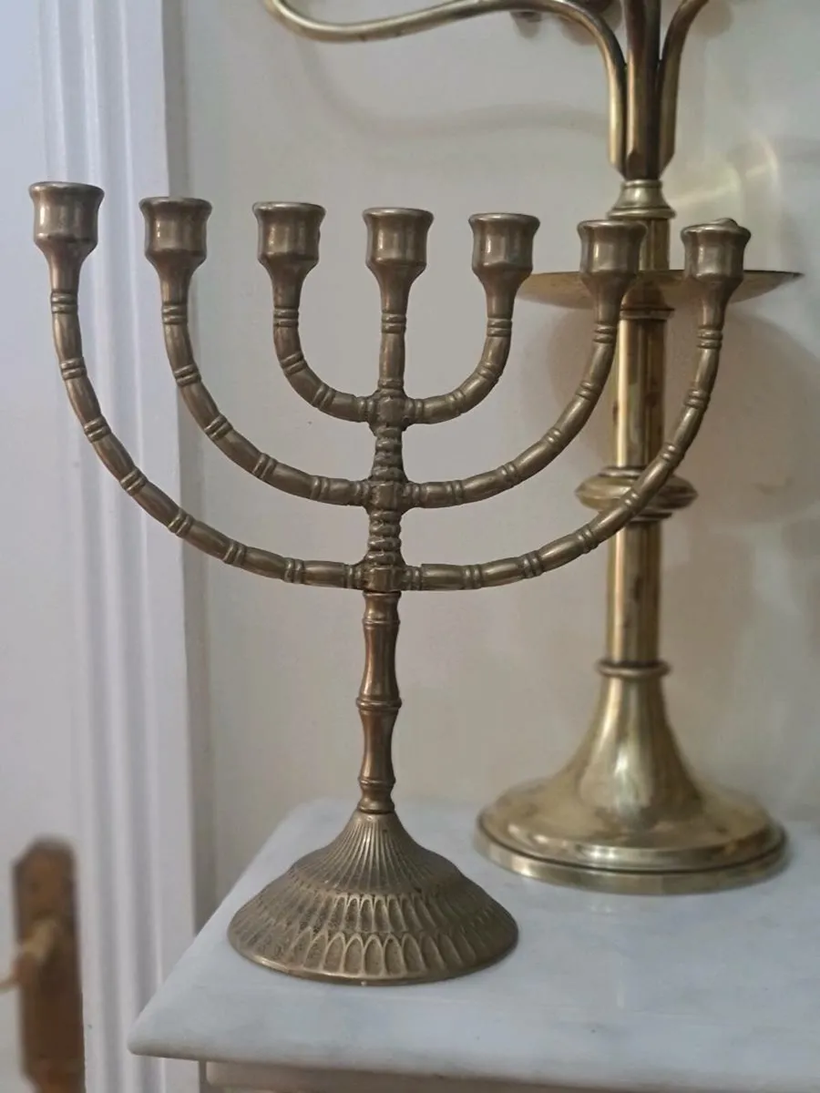 Antique brass candleabra - Image 2