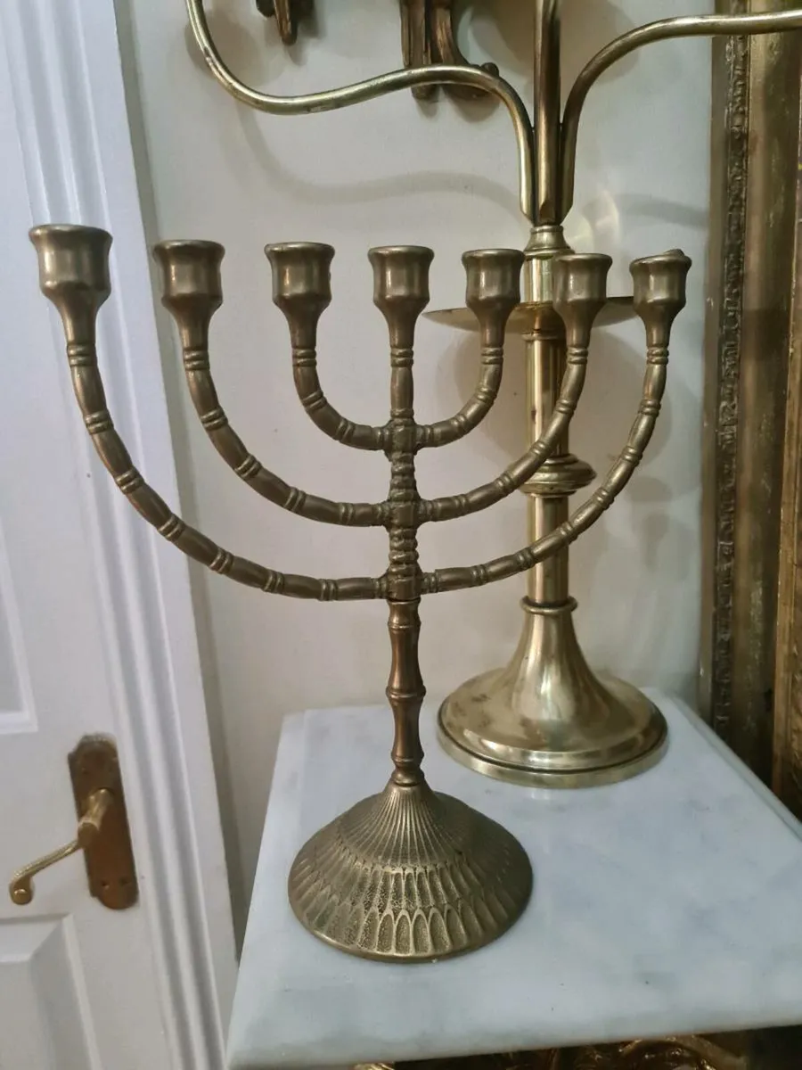 Antique brass candleabra - Image 3