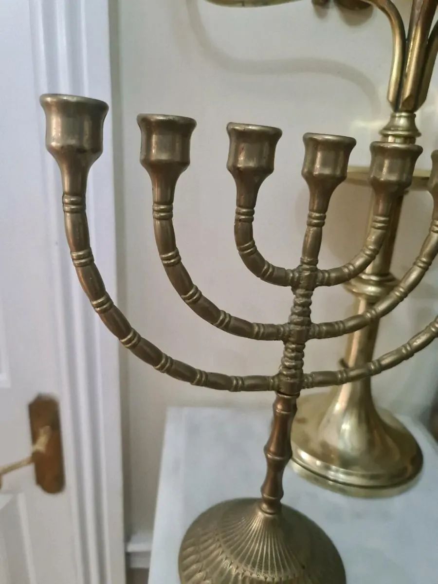 Antique brass candleabra - Image 4