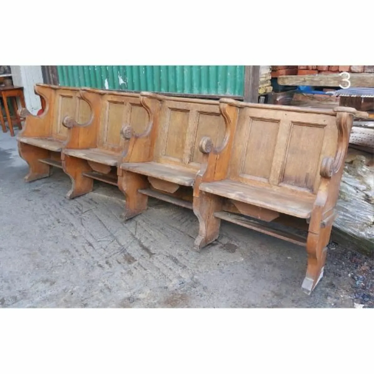 Four Seater Oak Pew – Folding Seats – 3 – KAS448 - Image 1