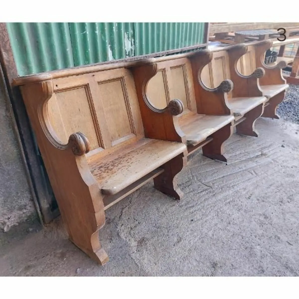 Four Seater Oak Pew – Folding Seats – 3 – KAS448 - Image 2