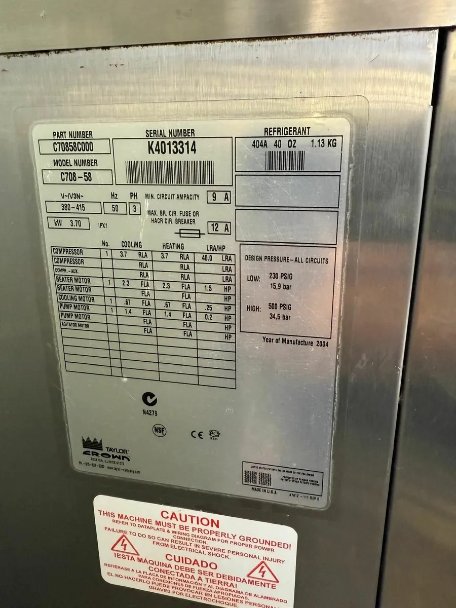 TAYLOR ICE CREAM MACHINE-REPAIR OR FOR SPARE PARTS - Image 2