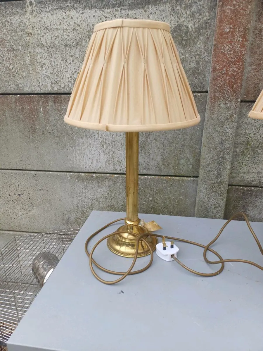 Vintage Brass Column Table Lamps - Image 3