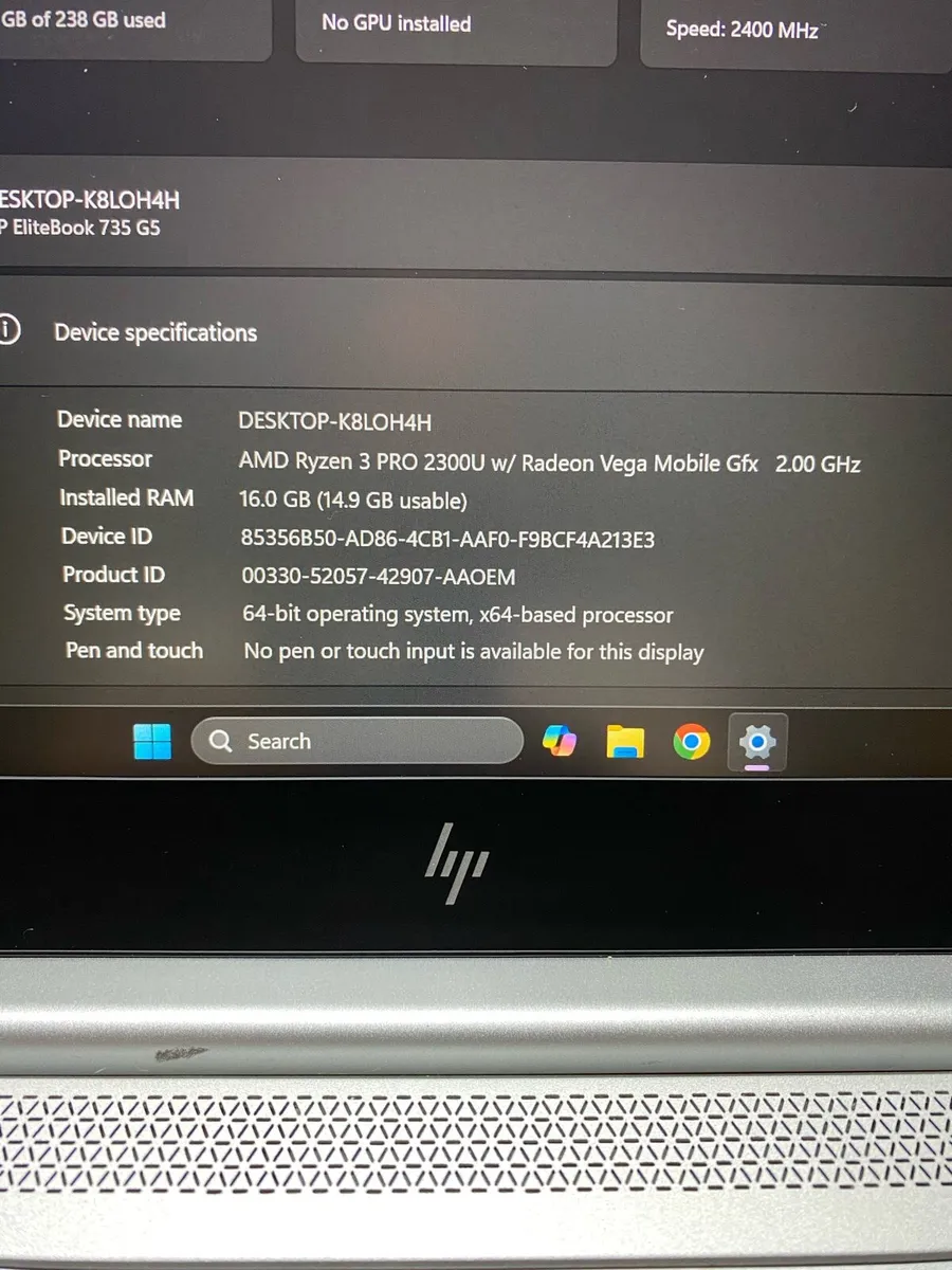Hp laptop Ryzen 3 pro 16-256 win 11 - Image 4