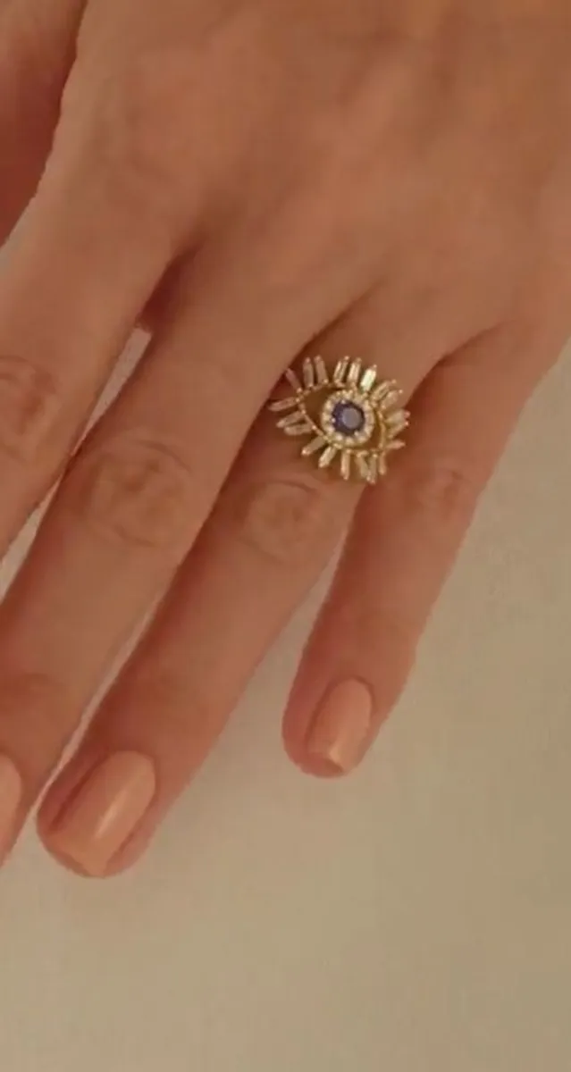 14k Gold Diamond & Sapphire "Third-Eye" Ring - Image 1