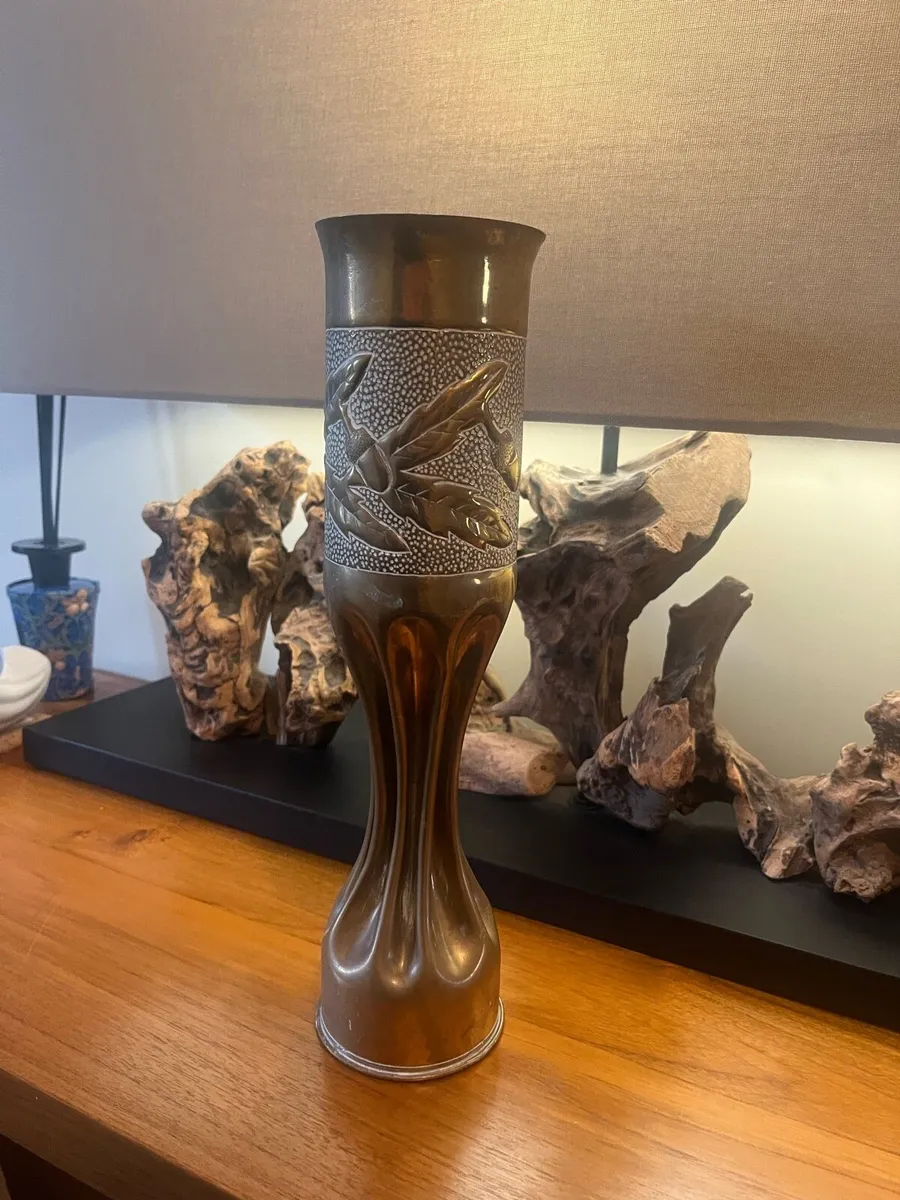 WW1 French Trench Art Brass Vase - Image 1