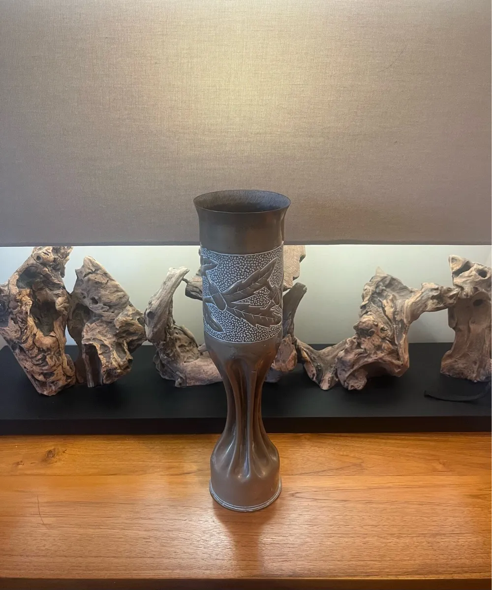 WW1 French Trench Art Brass Vase - Image 3