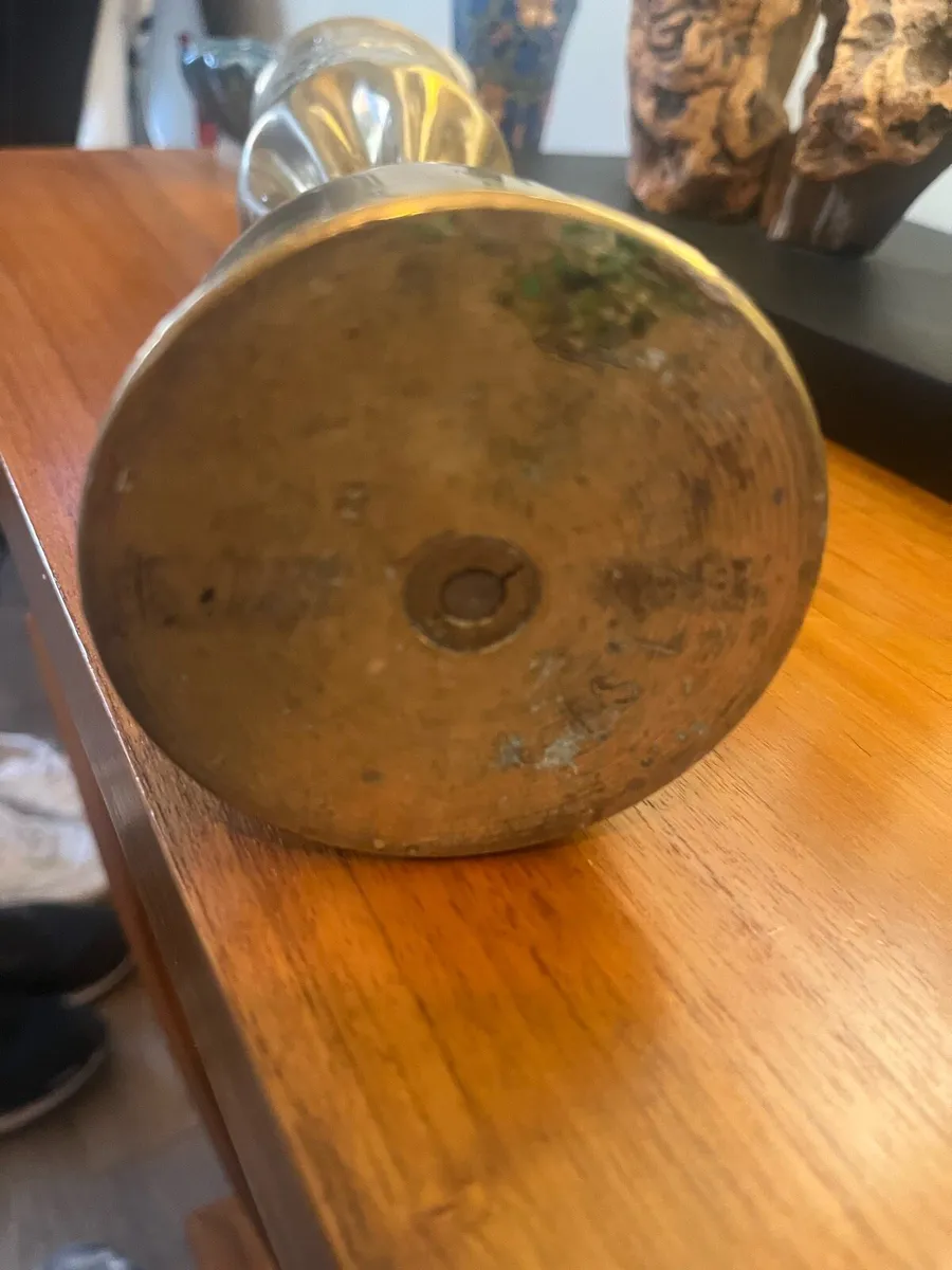 WW1 French Trench Art Brass Vase - Image 4