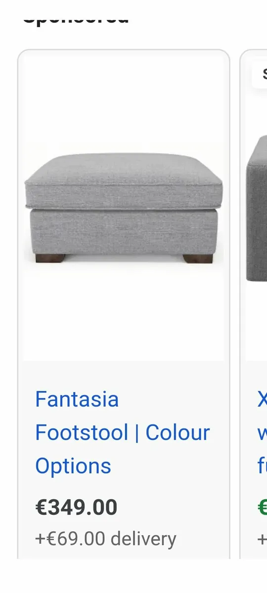 Large grey textured padded pouffe footstool or sea - Image 3