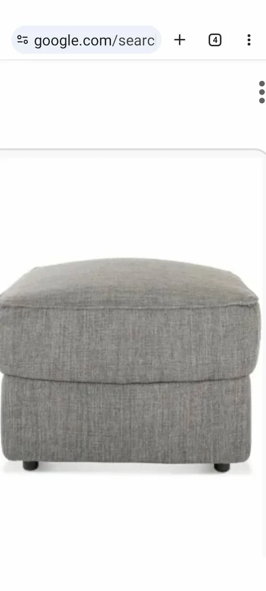 Large grey textured padded pouffe footstool or sea - Image 4