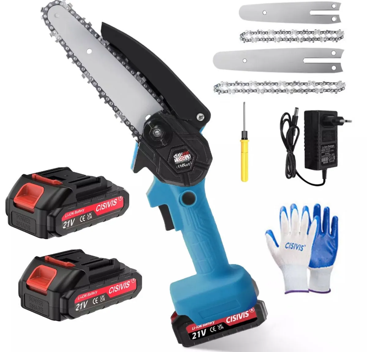 NEW Mini Chainsaw 4” 6” with 2 Batteries - Image 1