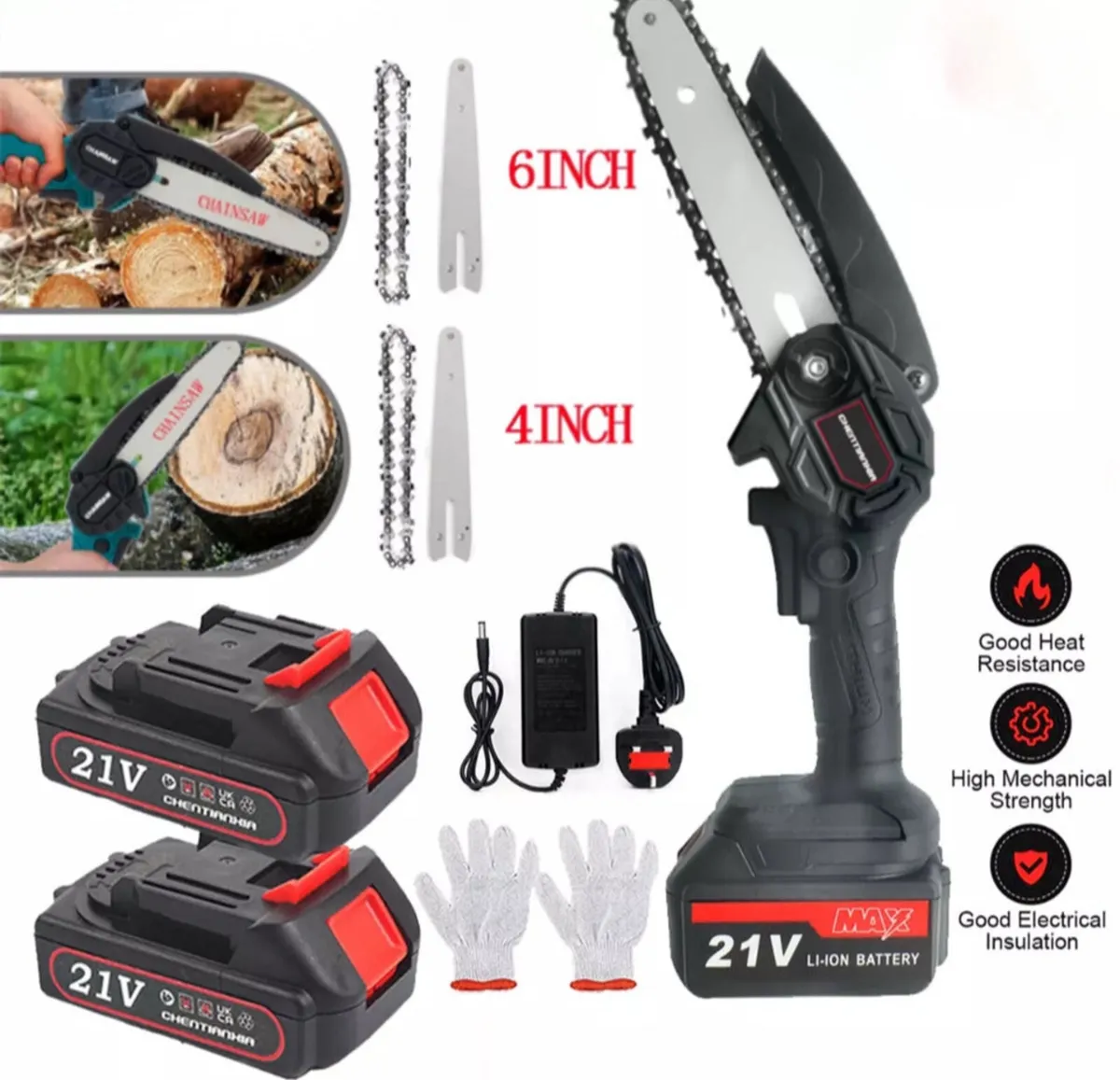 NEW Mini Chainsaw 4” 6” with 2 Batteries - Image 2