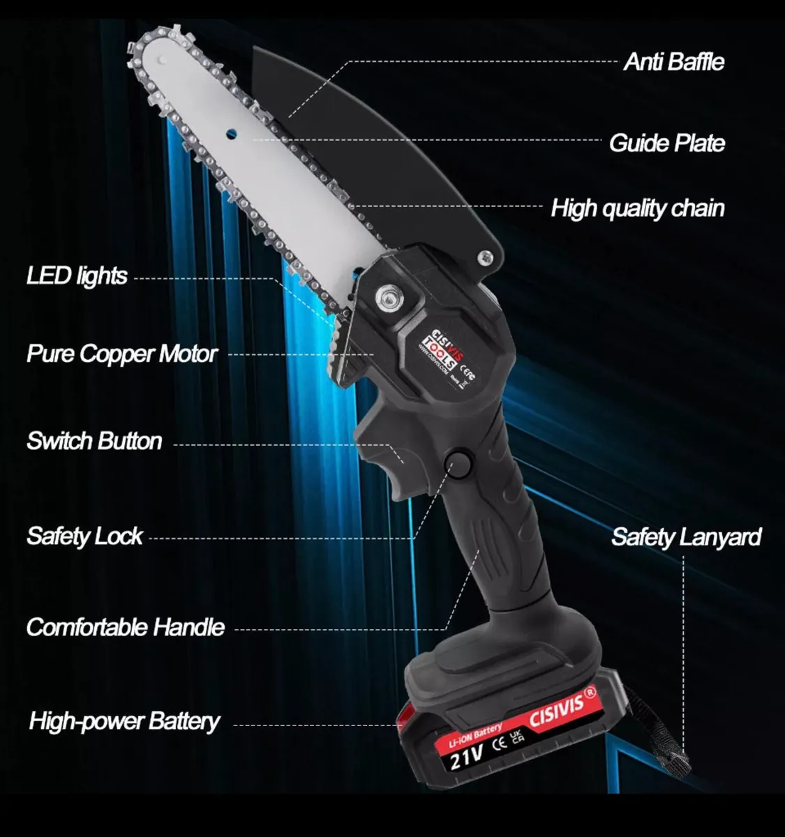 NEW Mini Chainsaw 4” 6” with 2 Batteries - Image 3