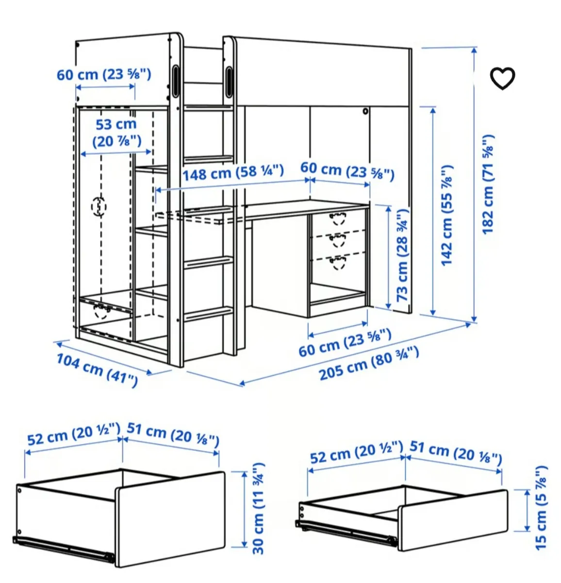Loft beds with desk & storage - Image 2