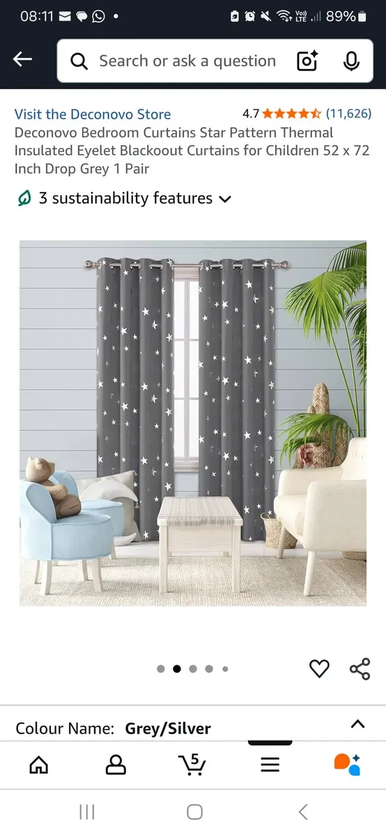 Deconovo Bedroom Curtains Star Pattern - Image 2