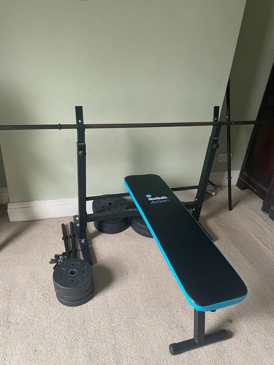 Bench press, bar and weights - second hand - Image 1