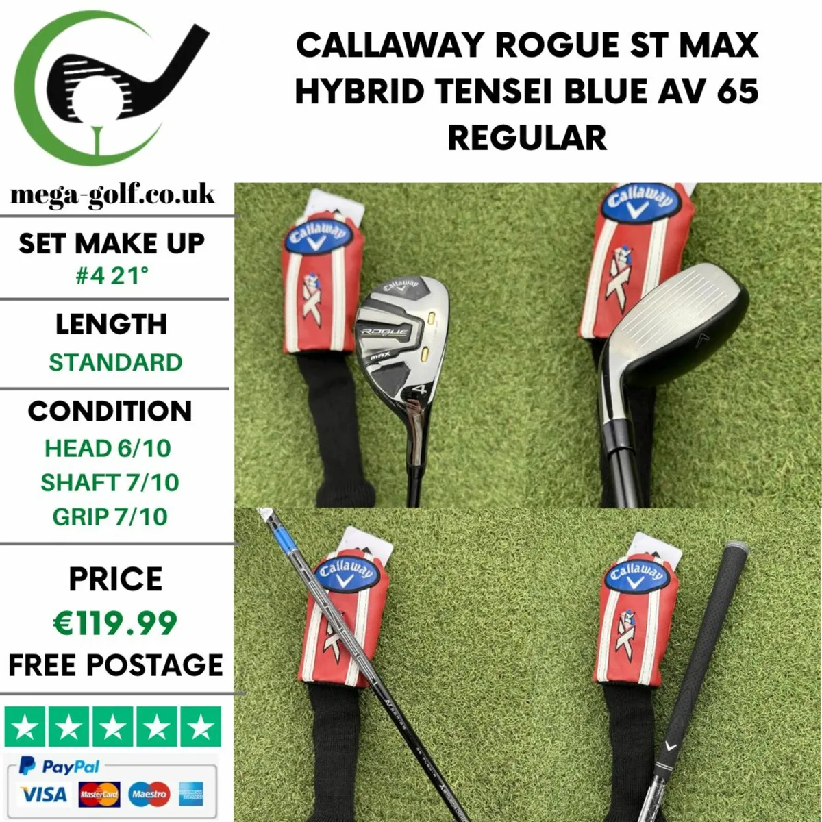 CALLAWAY ROGUE ST MAX HYBRID / #4 21° / REGULAR - Image 1