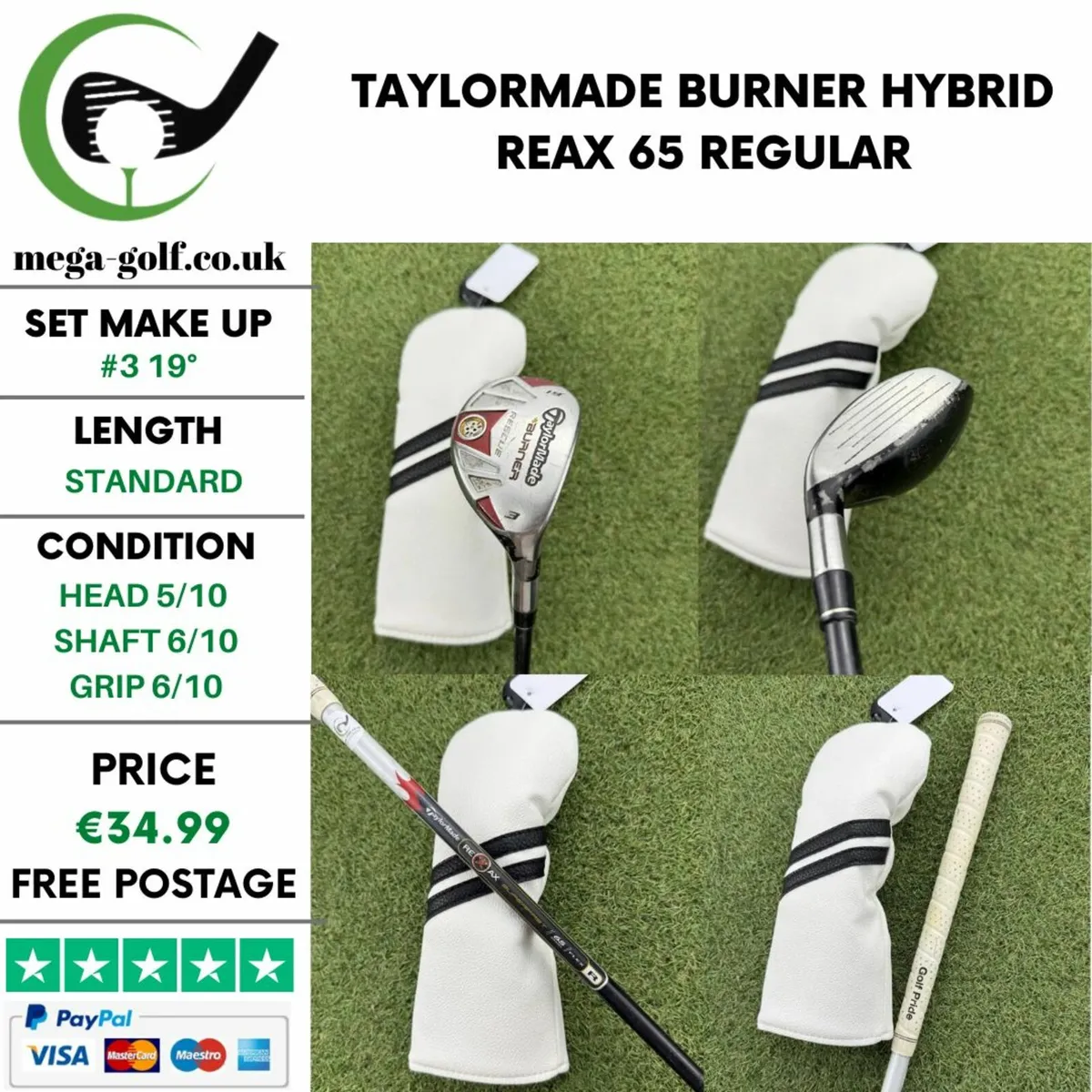 TAYLORMADE BURNER HYBRID / #3 19° /REAX 65 REGULAR - Image 1