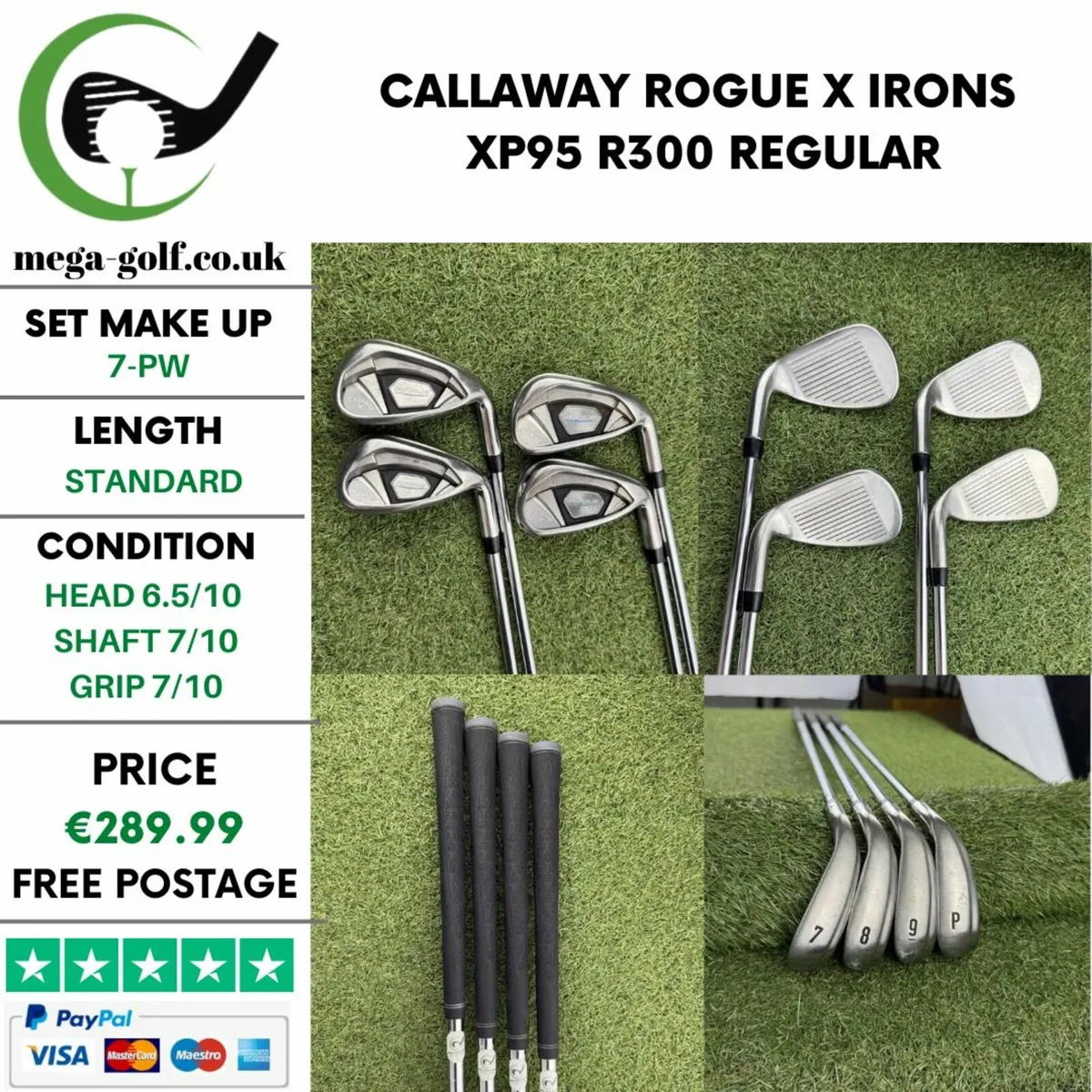 CALLAWAY ROGUE X IRONS / 7-PW / XP95 R300 REGULAR - Image 1
