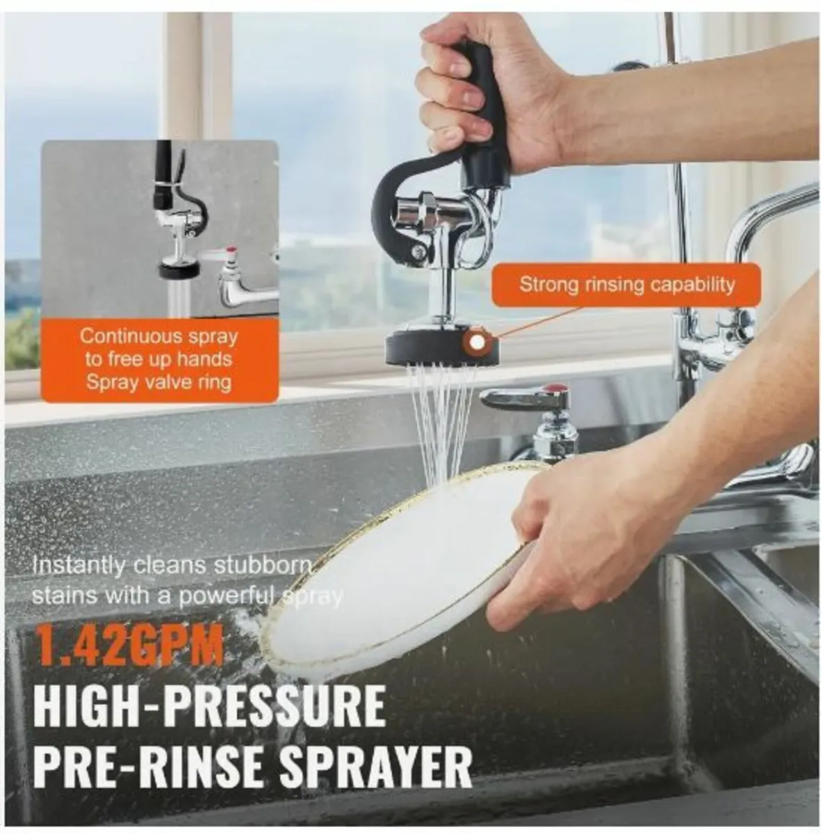 Commercial Faucet with Pre-Rinse Sprayer - Image 2