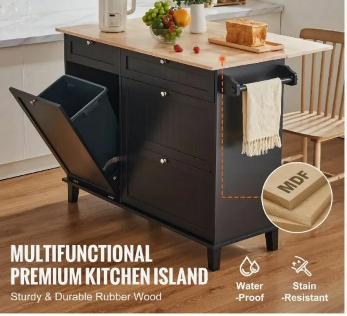 Kitchen Island Cart Storage Cabinet - Image 4