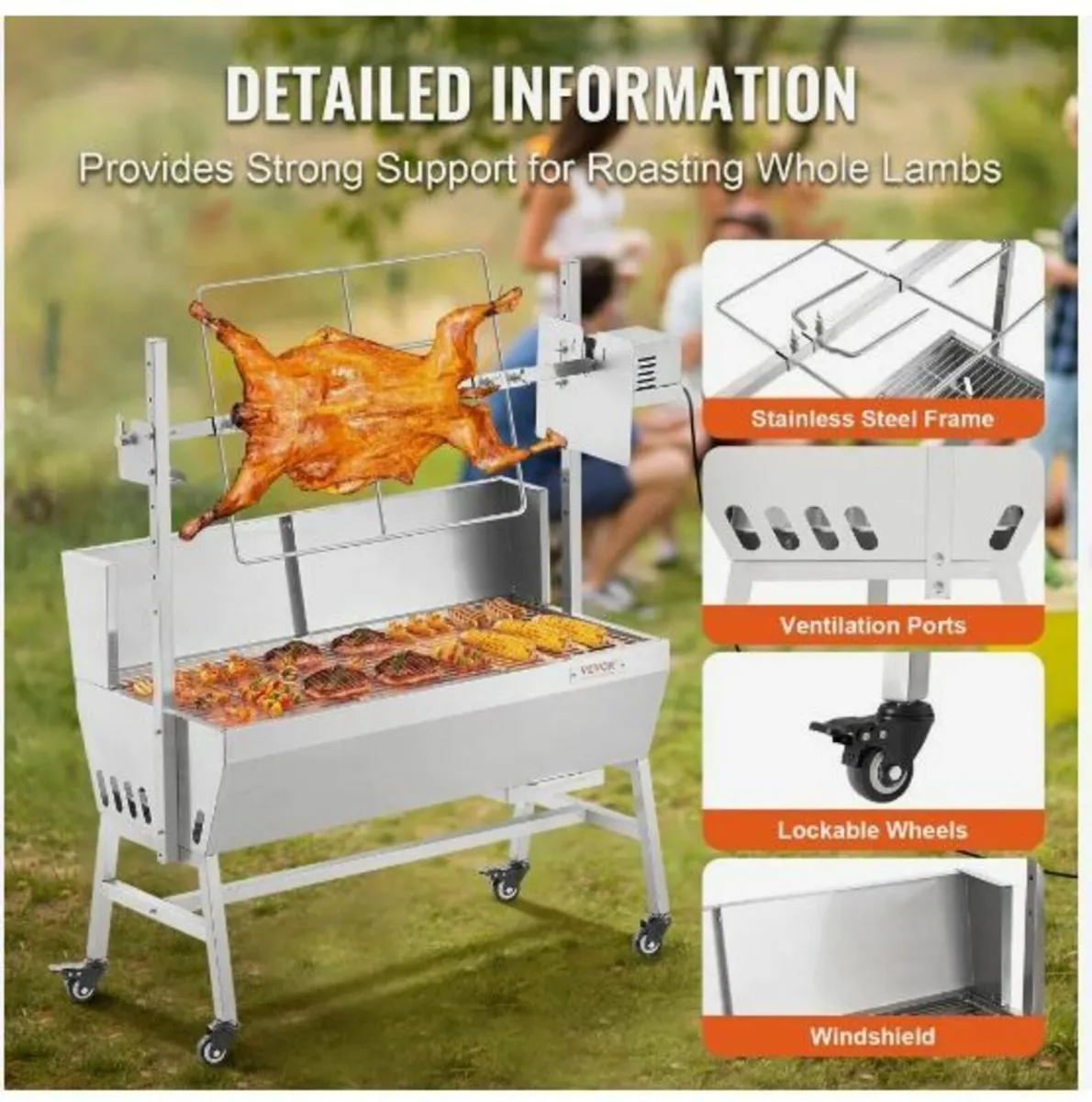 Roaster Spit Rotisserie BBQ Grill Pig Lamb - Image 4