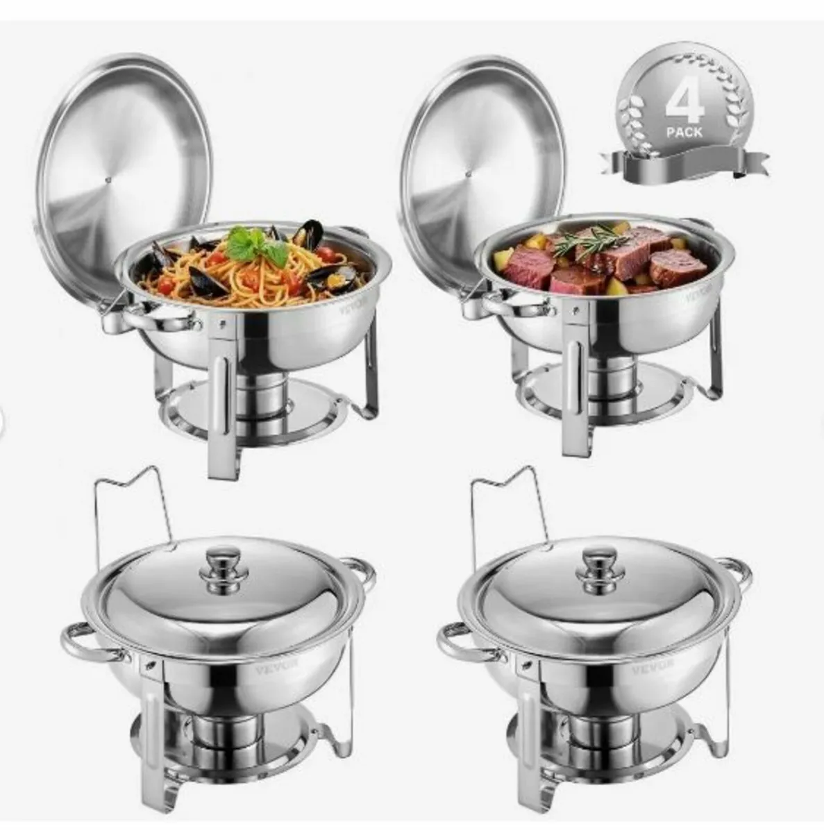5 Qt 4 Pack Round Chafing Dish Buffet - Image 1
