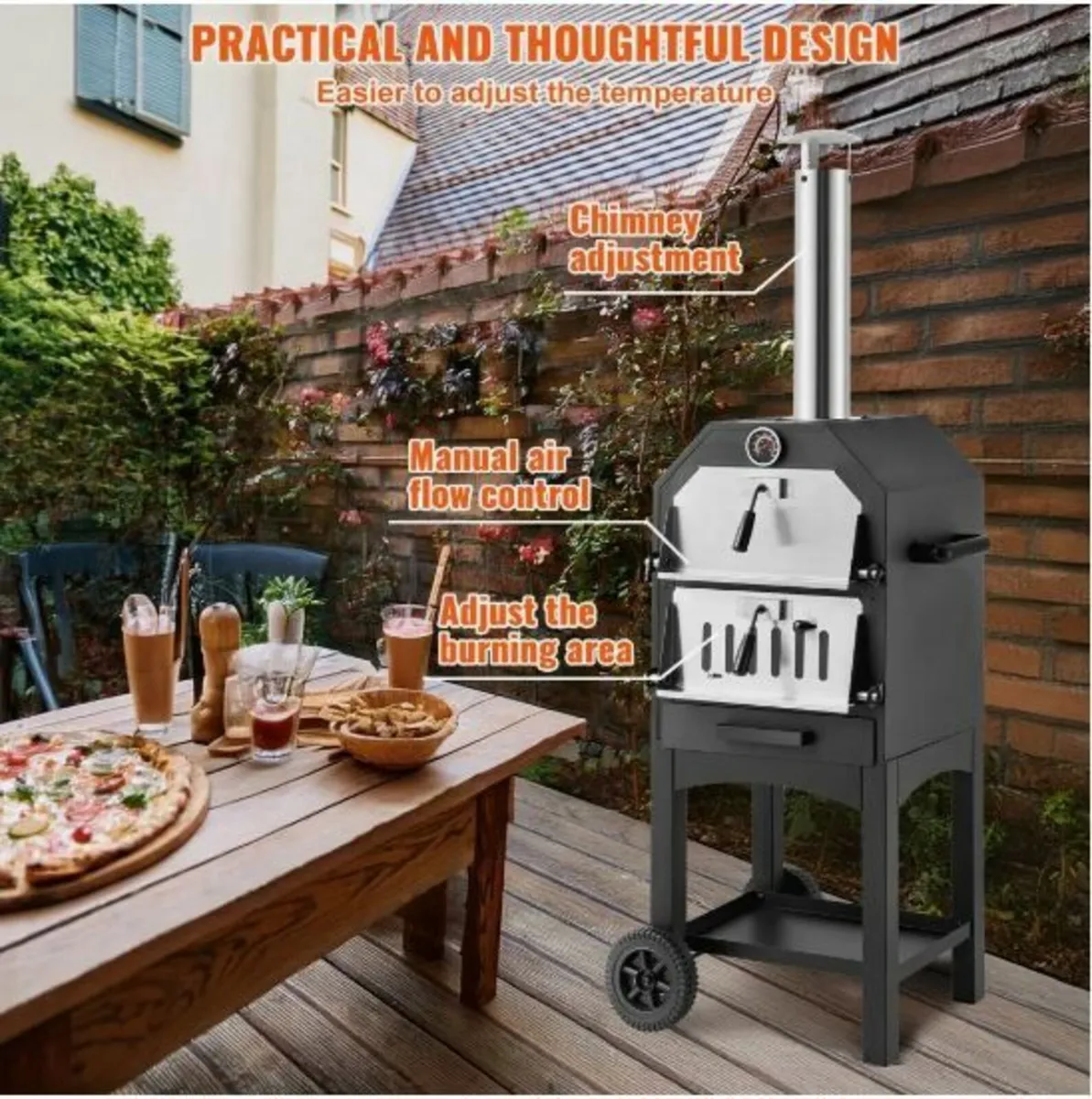 12" Outdoor Pizza Oven Portable Wood - Image 2