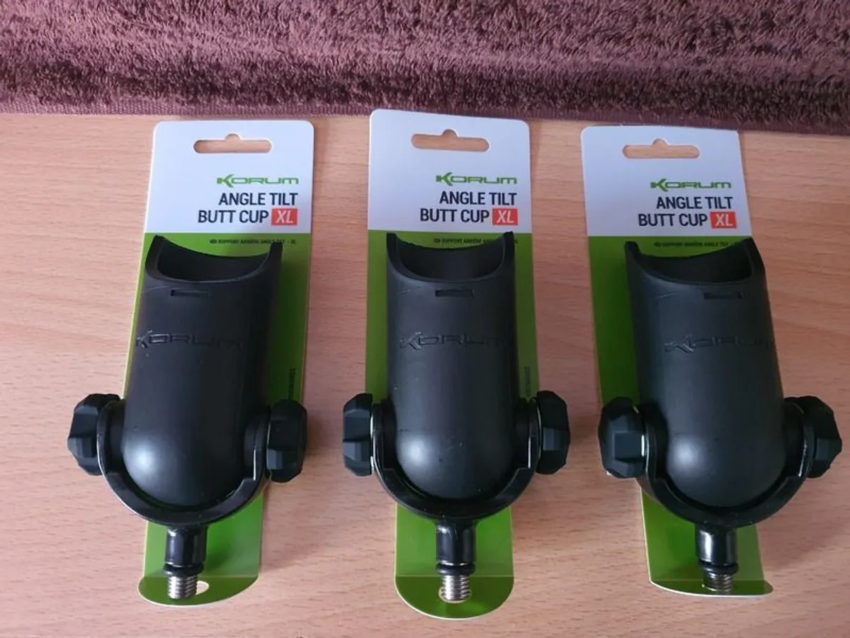 NEW - 3 x Korum Angle Tilt Butt Cup XL - Pike Perch Trout Salmon Bass Cod Pollock Carp Tench Bream Roach Feeder Method Umbrella Bivy Tent Rodpod Tripod - Image 1