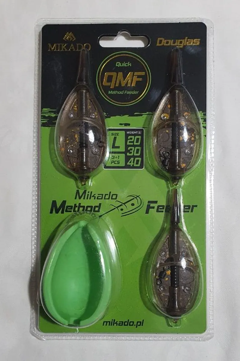NEW - Size L - Set of (20g+30g+40g) Mikado Method Feeder "Douglas" Q.M.F. System + Mould - Carp Tench Bream Feeder Method Pellet Dumbells Hybrid Roach