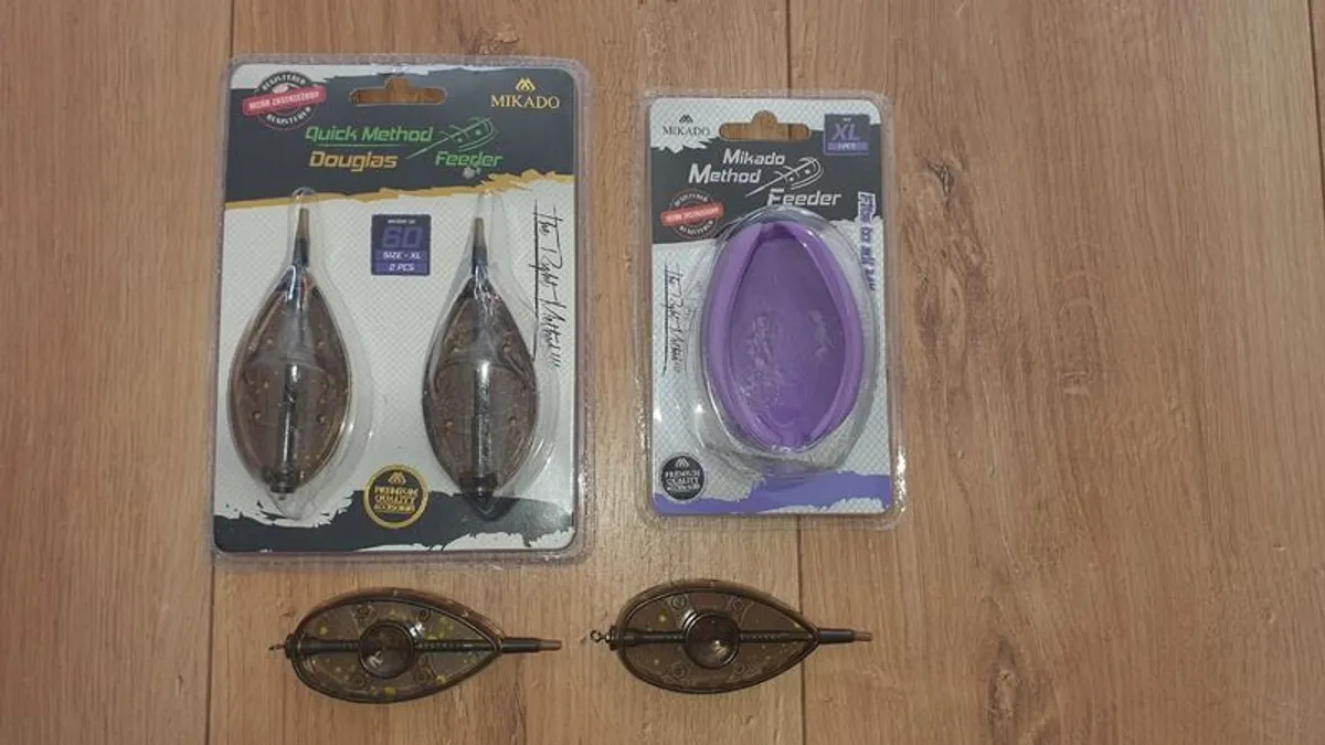NEW - Size XL - Set of (2x60g) "Douglas" + (2x50g) ,,Aperio'' Mikado Method Feeder Q.M.F. System + Mould - Carp Tench Bream Feeder Method Pellet Dumbells Hybrid Roach - Image 2