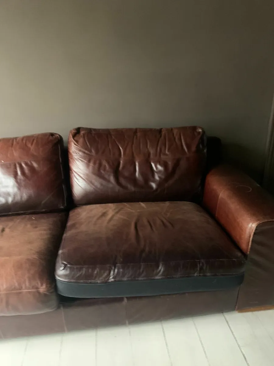 genuine brown leather couch - Image 3