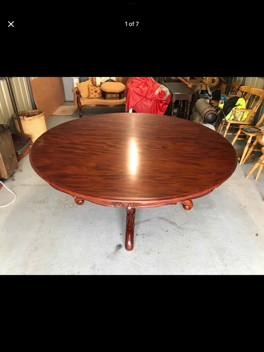 Teak dining room table and 8 chairs - Image 1