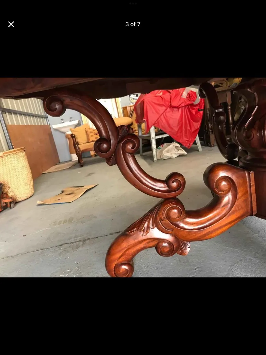 Teak dining room table and 8 chairs - Image 3