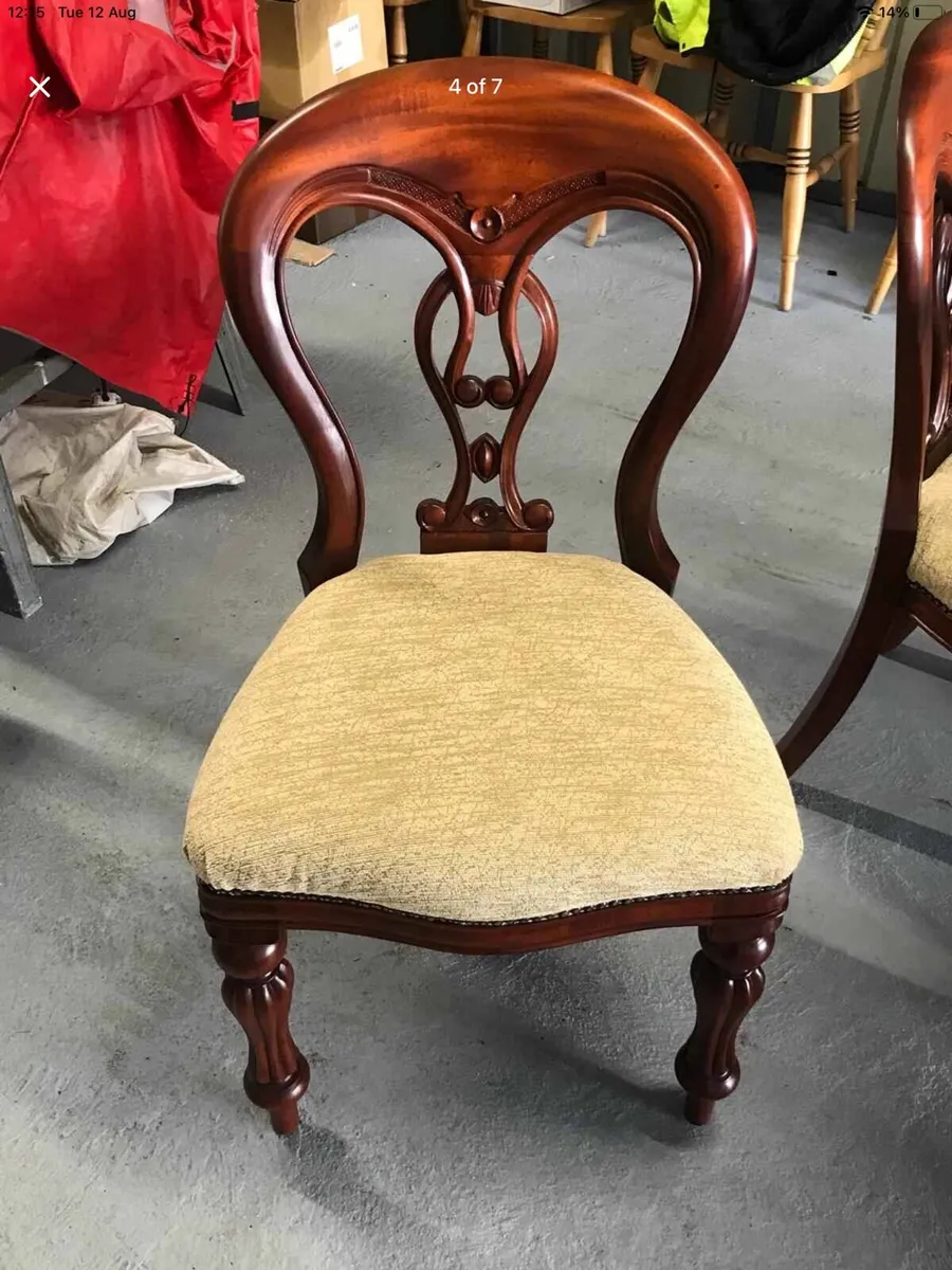 Teak dining room table and 8 chairs - Image 4