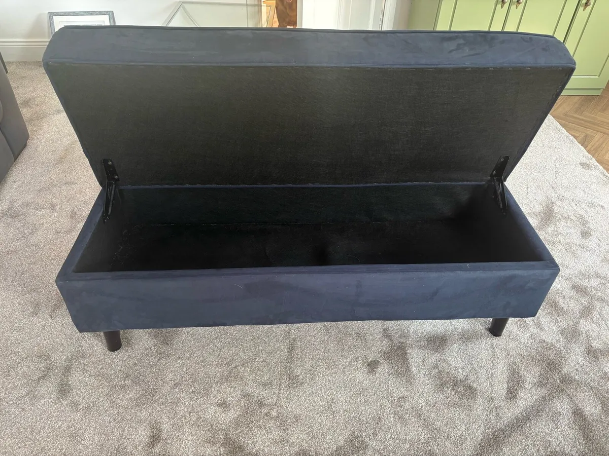 Navy Fabric Storage Bench - Image 2