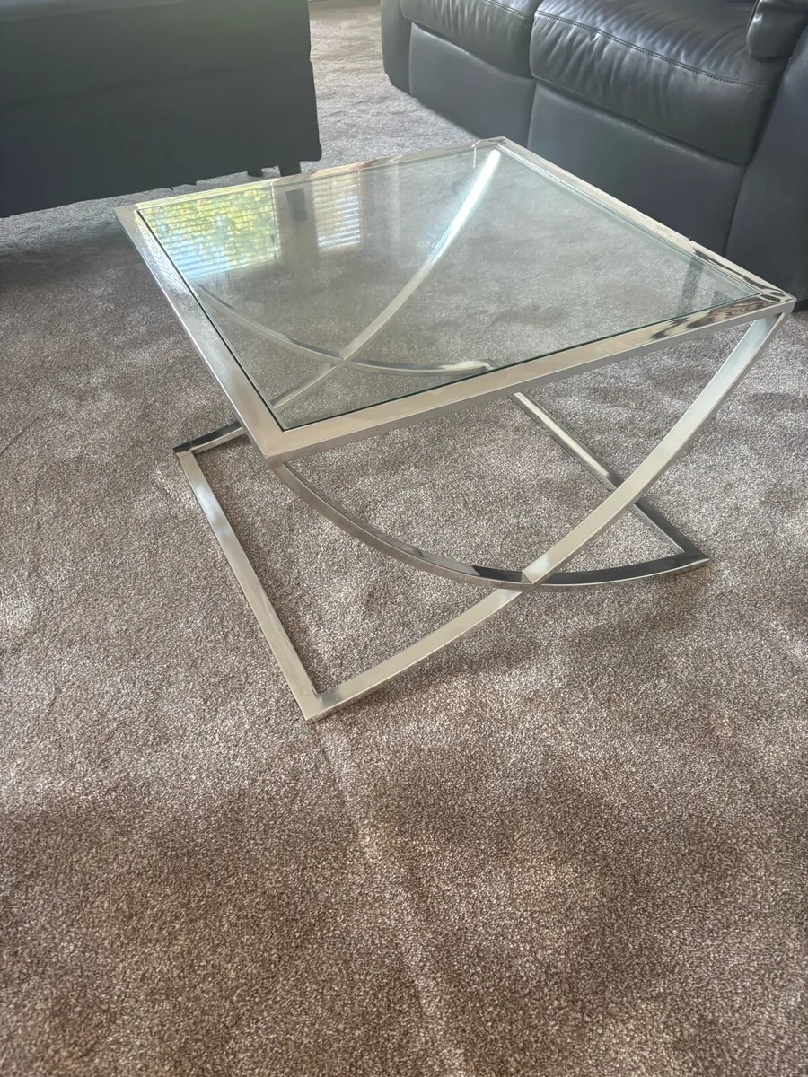 Chrome & glass side tables - Image 1